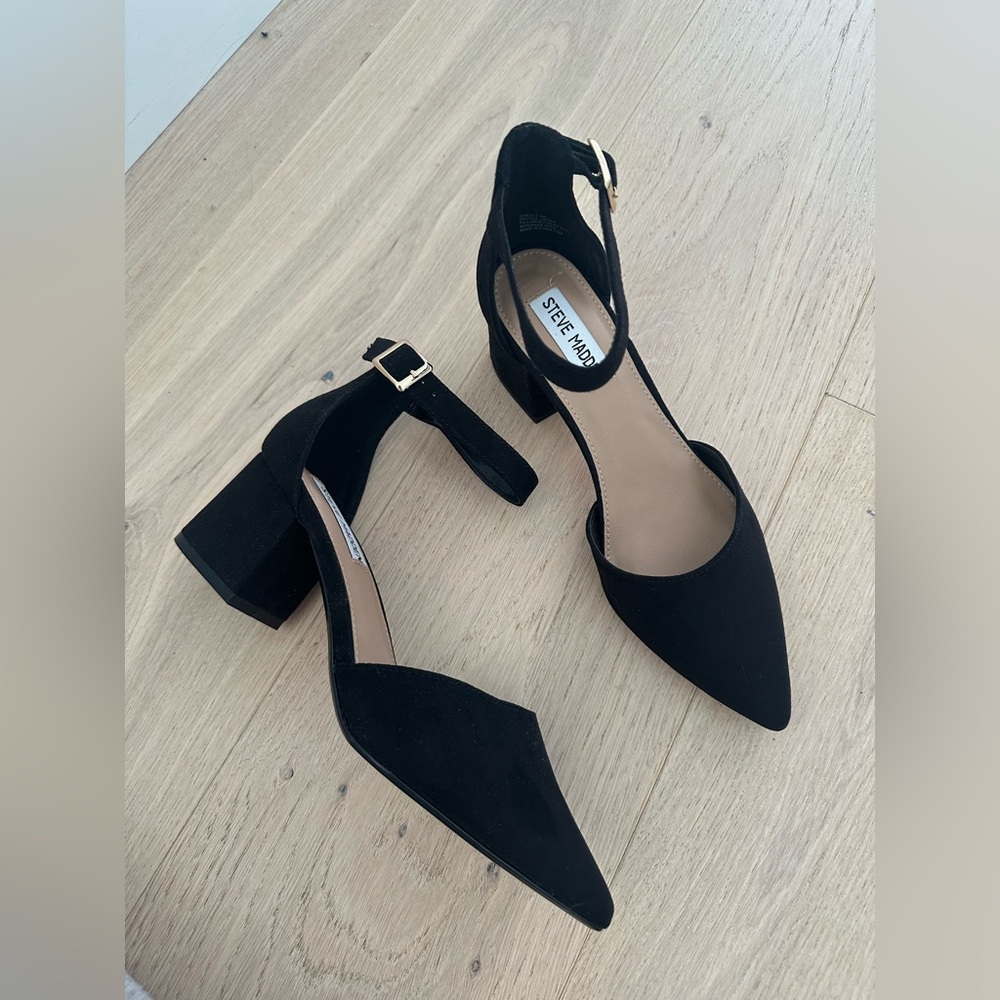 Steve Madden Black Ankle Strap Heels - DARA-C1 BLACK